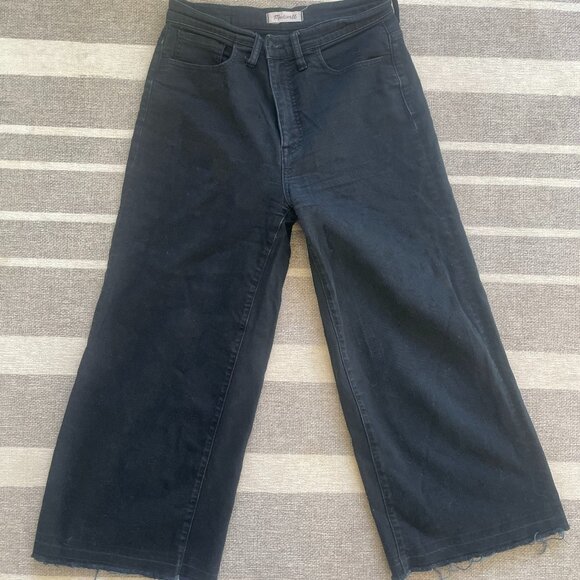 Madewell Denim - Madewell Women's Wide-Leg Cropped Black Jeans Sz 28